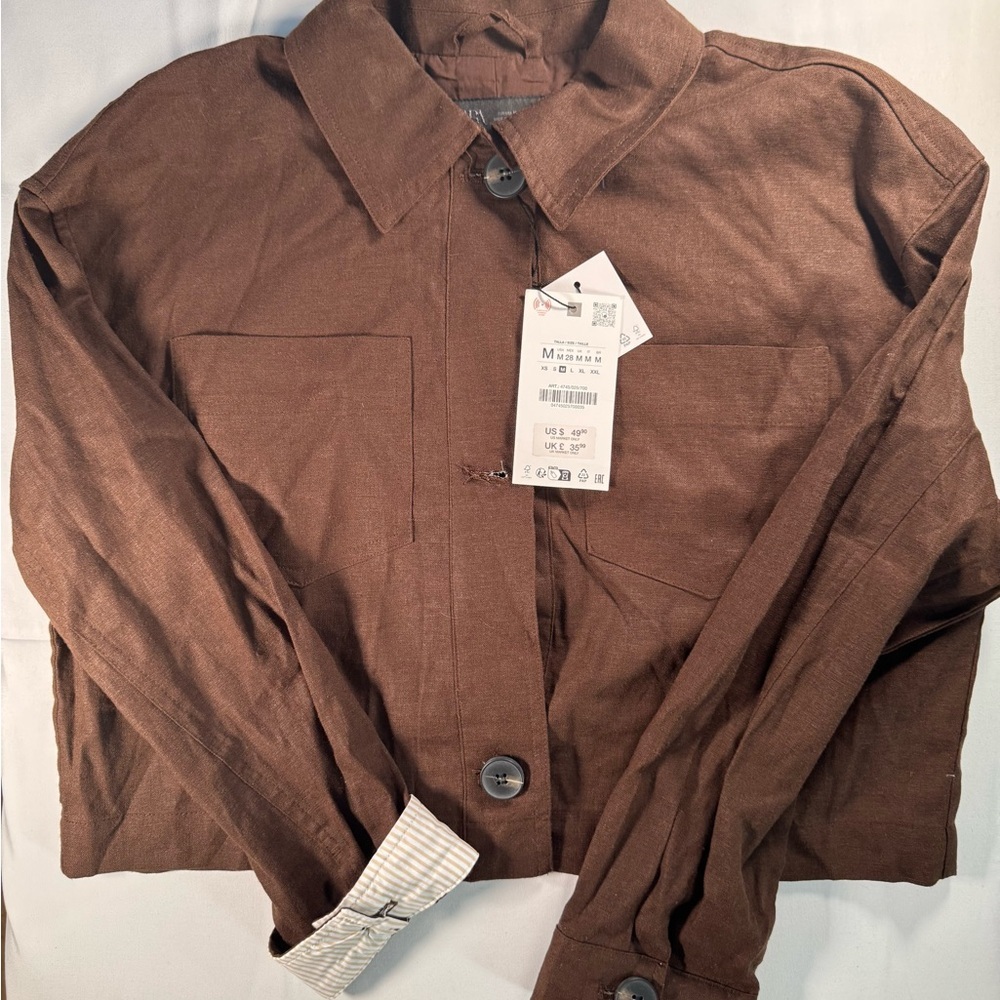 Zara Chocolate Brown Jacket cropped boho summer chic